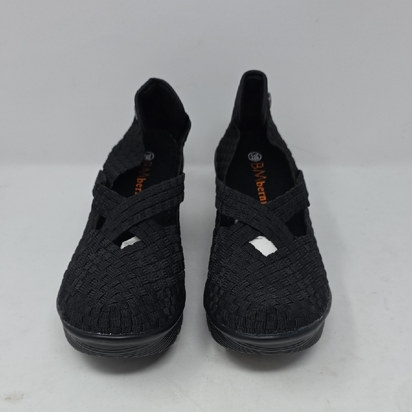 bernie mev. Cleopatra Black Woven Women's Wedges - Picture 2 of 5